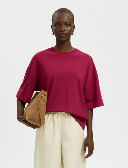 Selected Slfcolwoman 2/4 Oversized Tee Noos Burgundy XS Selected Slfcolwoman 2/4 Oversized Tee Noos Burgundy XS
