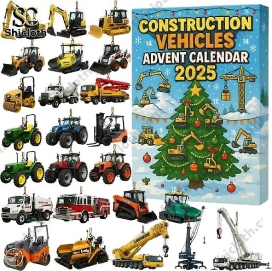 Adventskalender for anleggskjøretøy 2025   24 dager med mini ingeniør lastebilleker nedtelling til jul for barn pedagogisk gavesett for gutter[D]