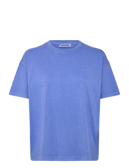 Weekday Relaxed Boxy Cotton T Shirt Blue XXS
