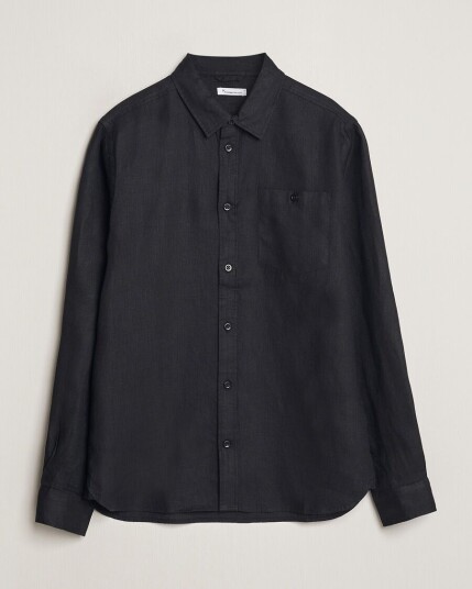 KnowledgeCotton Apparel Regular Linen Shirt Black KnowledgeCotton Apparel Regular Linen Shirt Black