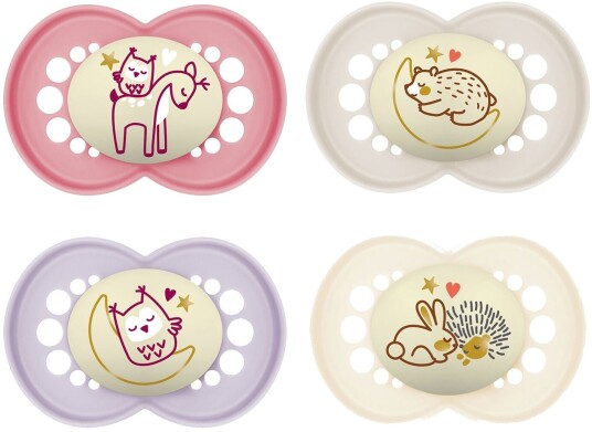 MAM Original Night Smokker 6-16m 4-Pack Rosa/Nøytral MAM Original Night Smokker 6-16m 4-Pack Rosa/Nøytral