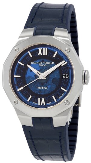 Baume & Mercier Dameklokke M0A10714 Riviera Blå/Gummi Ø39 mm