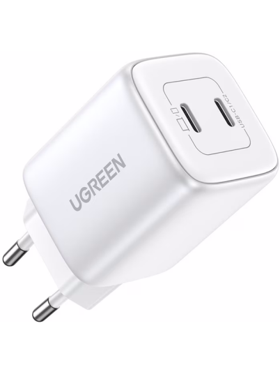 UGREEN Nexode 45W USB-C Hurtiglader med 2 porter - Hvit UGREEN Nexode 45W USB-C Hurtiglader med 2 porter - Hvit
