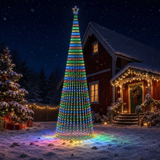 vidaXL LED juletre 500 cm 1524 LED-lys Flerfarget Stål Svart