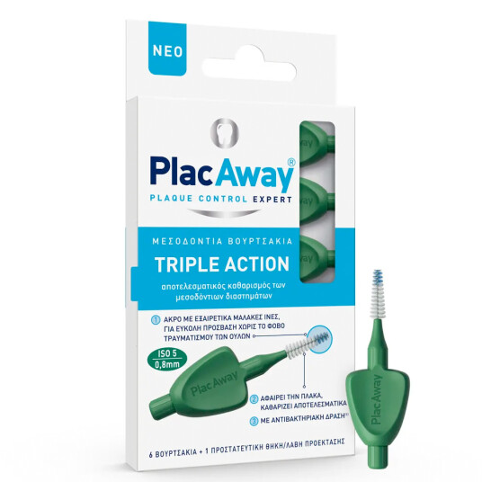 Interdentalbørster 6 pcs. PLAC AWAY Triple Action 0,80 mm ISO 5