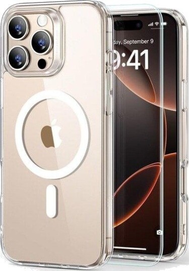 ESR Classic Hybrid Halolock MagSafe Case + Tempered Glass for iPhone 16 Pro Max - Clear