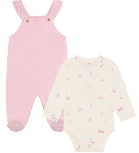 Blå Set W. Body And Romper Pink 74 Blå Set W. Body And Romper Pink 74
