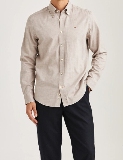 Morris Watts Flannel Shirt-Slim Fit - Beige - XL
