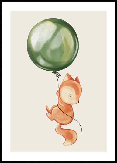 Fox Holding Balloon Plakat Plakat / 70x100cm