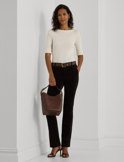 Lauren Ralph Lauren Stretch Cotton Boatneck Tee - Cream - L Lauren Ralph Lauren Stretch Cotton Boatneck Tee - Cream - L