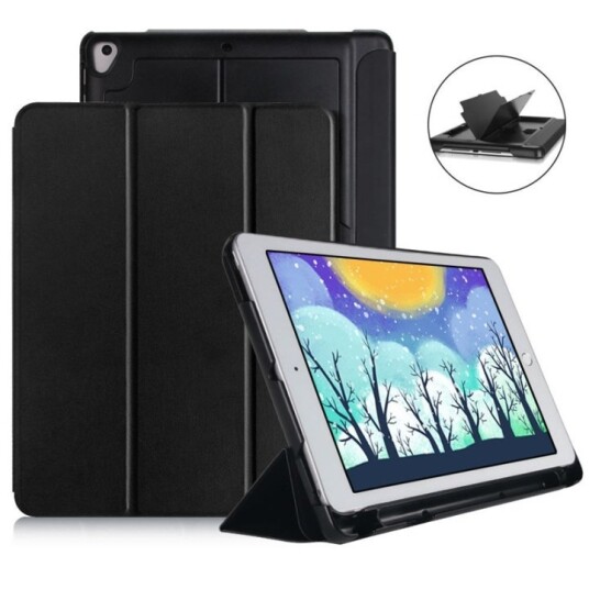 Etui med oppbevaring, USB-kabel Apple iPad 9,7" 2017, 2018, Svart