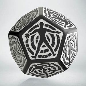 Black & White D12 Hit Location Dice Terning - Rollespill fra Outland
