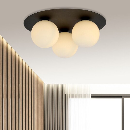 Solar 3 Sort/Opal taklampe Ø15 cm E14 230V uten lyskilde