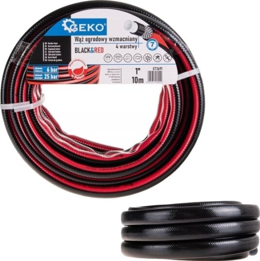 Geko Forsterket Hageslange Black&Red 1" 10 M 55 Geko Forsterket Hageslange Black&Red 1" 10 M 55
