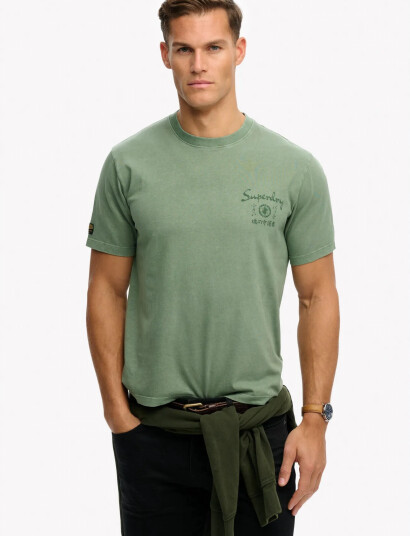 Superdry Tokyo Narrative Loose Tee   Khaki green   XL