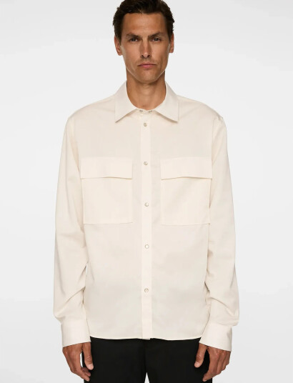 J. Lindeberg Finnigan Tencel Twill Shirt - Cream - L