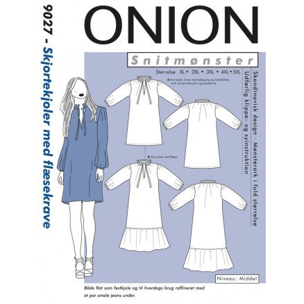 ONION PLUS Snittmønster Skjortekjoler med Volangkrage