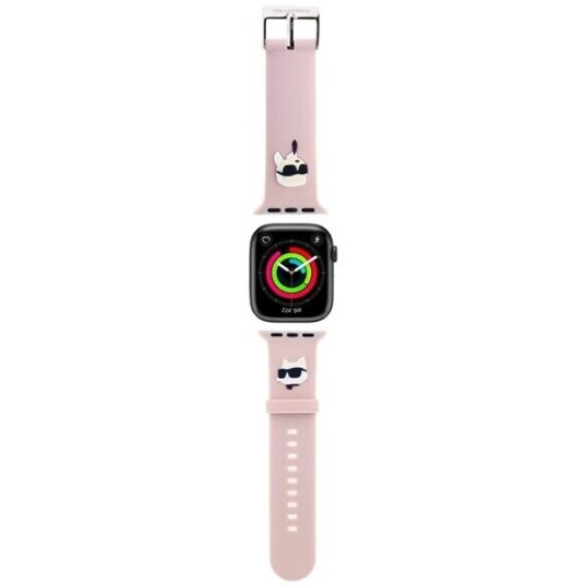 Karl Lagerfeld Pasek Karl Lagerfeld Klawlslkcnp Apple Watch 4/5/6/7/8/9/Se/Ultra 42/44/45/49Mm Stropp 3D Gummi Karl&Choupette Heads Różowy/Rosa