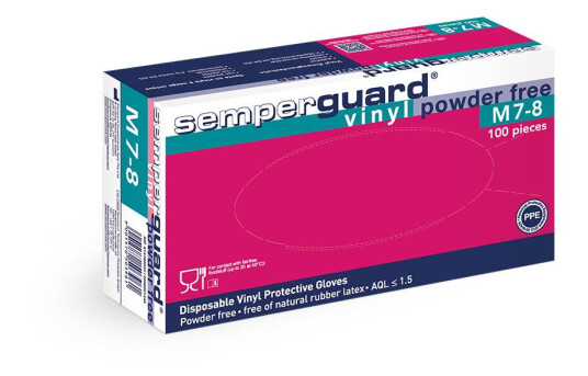 Semperguard M7 8 Engangshanske vinyl pudderfri M 100 stk Klær Semperguard M7 8 Engangshanske vinyl pudderfri M 100 stk Klær