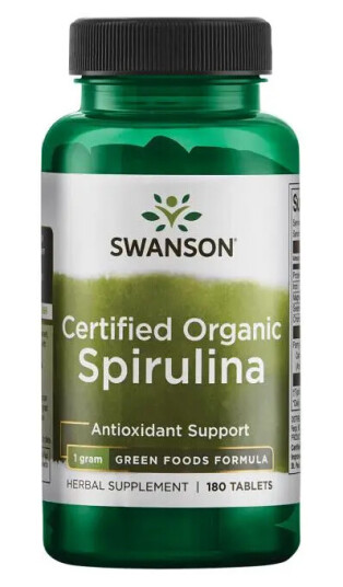 SWANSON SPIRULINA 100% CERIFIED ORGANIC 180 tabs SWANSON SPIRULINA 100% CERIFIED ORGANIC 180 tabs