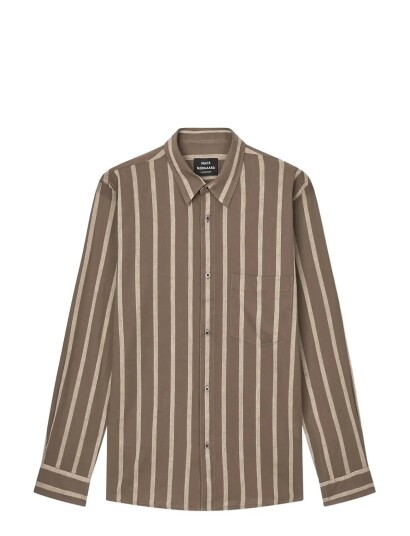 Mads Nørgaard Cotton Linen Sune Stripe Shirt Brown XL