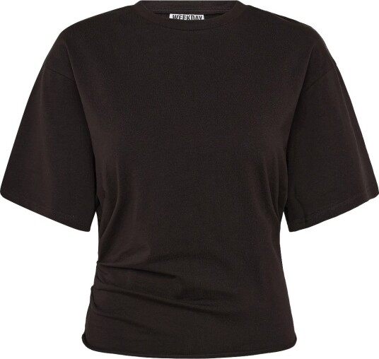 Weekday Sharon Draped T Shirt   DARK BROWN   M