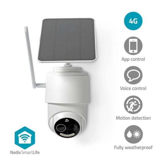 Nedis SmartLife 4G Utendørs IP Kamera 1080P med Solcellepanel Hvit Nedis SmartLife 4G Utendørs IP Kamera 1080P med Solcellepanel Hvit
