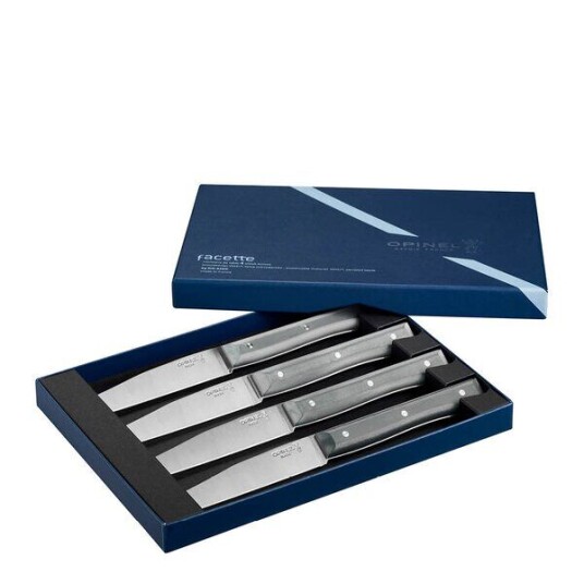 Opinel Table Bois bestikksett 4 deler Facette mikrotannet grå Opinel Table Bois bestikksett 4 deler Facette mikrotannet grå