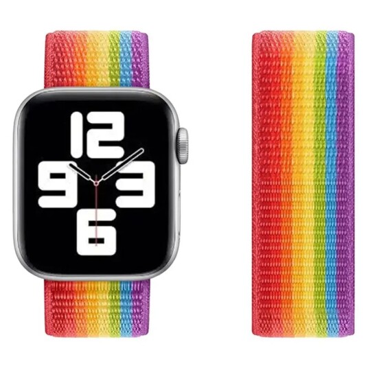 Apple Watch (42/44/SE/45/49mm) Lippa Nylonstropp - Regnbue