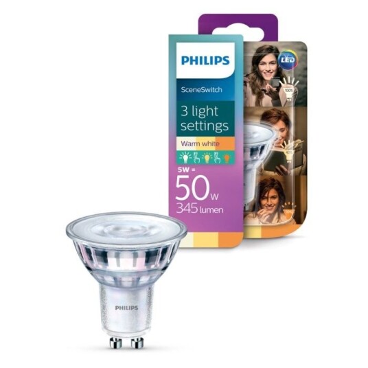 Philips Sceneswitch LED-pære GU10 350 lm Philips Sceneswitch LED-pære GU10 350 lm