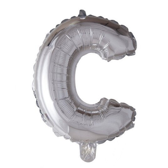 Bokstaven C   Sølvfarget JUMBO Folieballong 102 cm