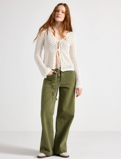 Lindex Trousers Peggy Twill Green 38