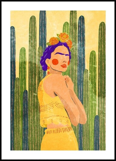 Frida and cacti Plakat / 50x70cm
