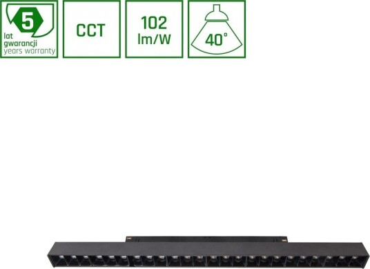 22W SMART GRID S LED skinnespot til System Shift CCT 2250lm 102lm/W 44cm sort skinnesystem Kulør : CCT Varm til Kald Hvit