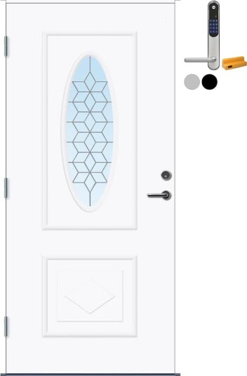 Ytterdør Bygg1 Fana Klart Blyglass med Yale Doorman Classic Home