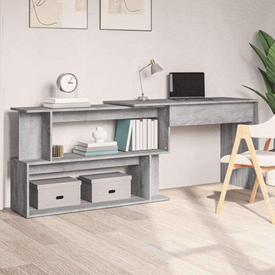 vidaXL Hjørnepult grå sonoma 200x50x76 cm konstruert tre vidaXL Hjørnepult grå sonoma 200x50x76 cm konstruert tre
