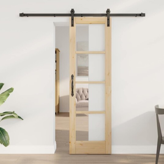 vidaXL Skyvedør med hardvaresett "ORKDAL"Solid Tre & Glass