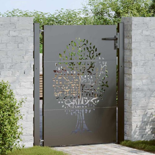 vidaXL Hageport, Hageport 105x75 cm Corten Stål Tre Design Svart