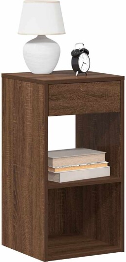 Nattbord med skuff 2 stk brun eik 35x34x66,5 cm 8721158576057