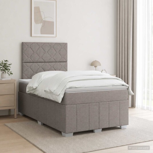 vidaXL Kontinentalseng med madrass Gråbrun 120 x 190 cm Stoff