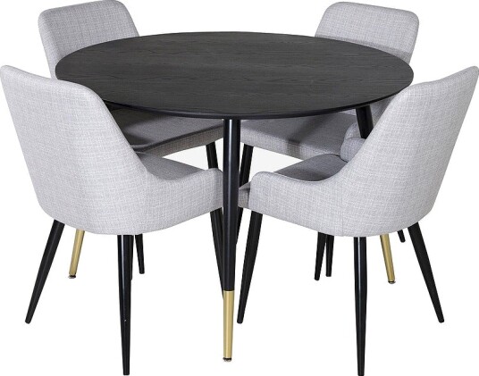 Venture Home Spisegruppe Dipp med 4 stk stoler Plaza Svart Venture Home Spisegruppe Dipp med 4 stk stoler Plaza Svart