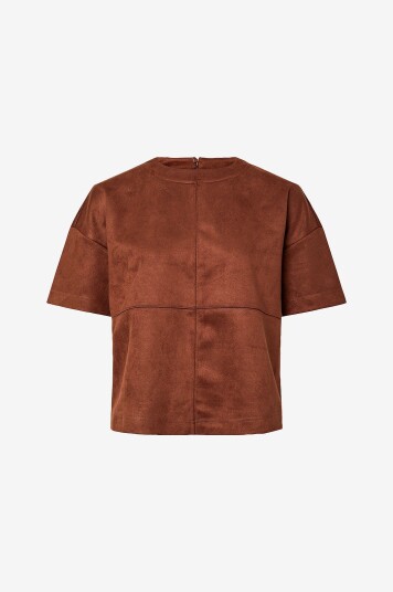 pieces   Topp pcGertu SS Boxy Tee   Brun