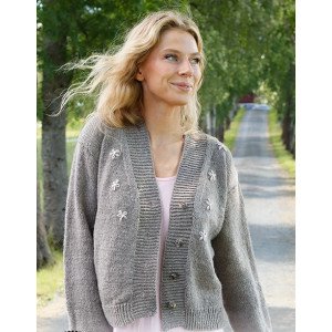 Shy Daisy Cardigan by DROPS Design Cardigan Strikkeoppskrift str. S  Small