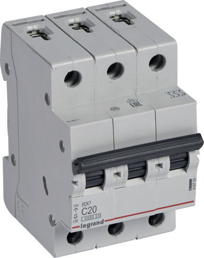Legrand 4 stk RX³ MCB automatsikring C20 3P 3M 4,5kA