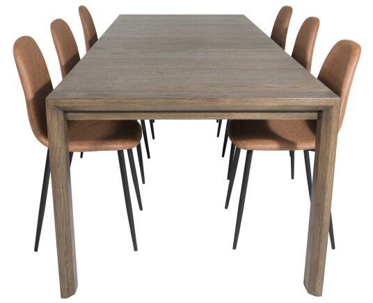 Venture Design Slider & Polar spisegruppe Natur/brun 6 st stoler & bord 170 x 95 cm