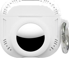 AirPods 5/4/AirTag 2-i-1-silikonetui med karabinkrok – hvit