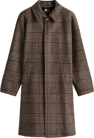 Tommy Hilfiger Wool Check Coat Brown XL