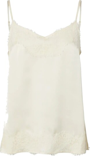 Pieces Pcariel Sl Lace Detail Top D2D Pp Bc   Cream   S
