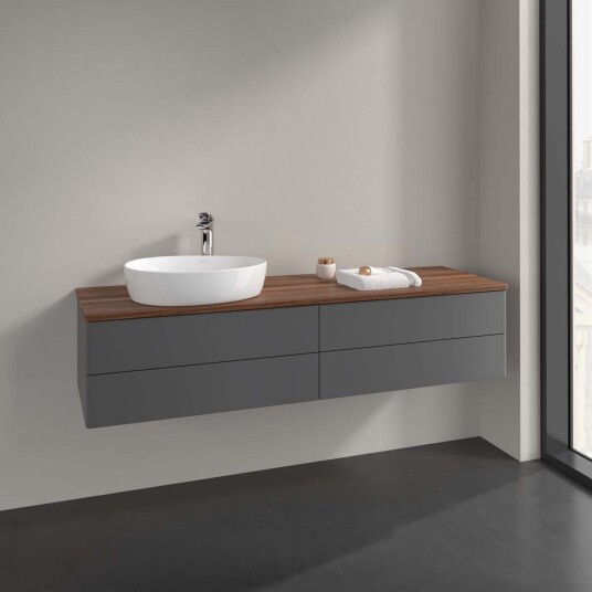 Villeroy & Boch  Antao Servantskap med 4 skuffer 160x50x36 cm u/lys Antrasitt/Valnøtt