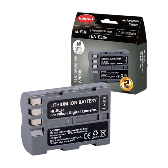 Hähnel Batteri Nikon HL-EL3E Tilsvarer Nikon EN-EL3e. 2000mAh Hähnel Batteri Nikon HL-EL3E Tilsvarer Nikon EN-EL3e. 2000mAh